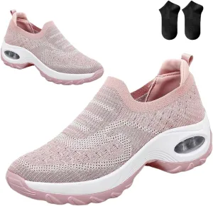 Orthoture Women's Shoes,Air Cushion Slip On Walking Shoes,Arch Support Comfort Breathable Mesh Orthopedic Platform Sneakers
