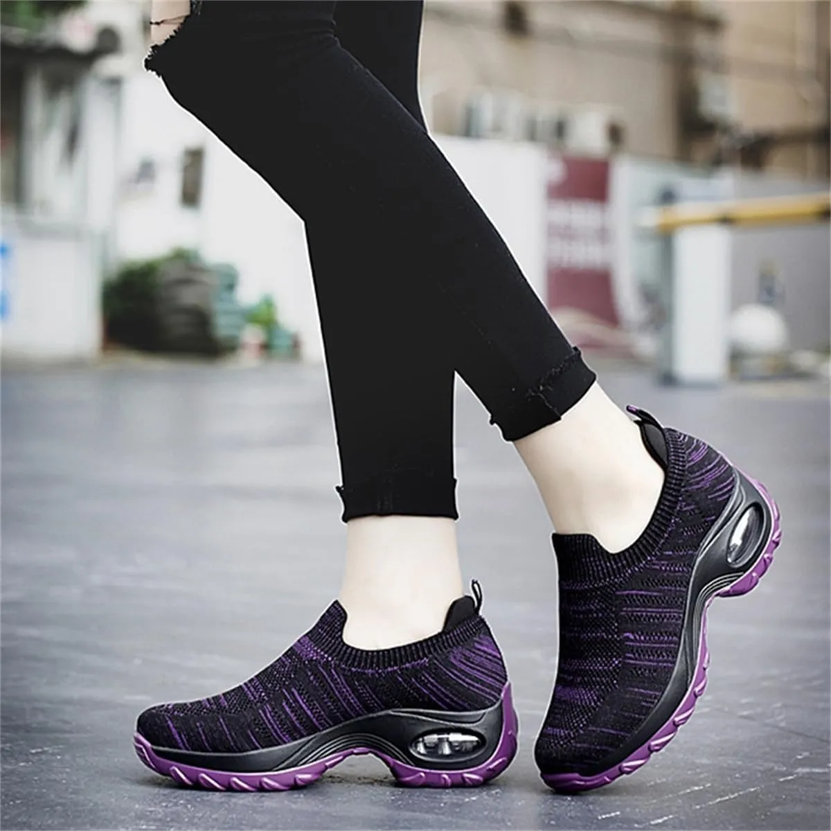 Orthoture Women's Shoes,Air Cushion Slip On Walking Shoes,Arch Support Comfort Breathable Mesh Orthopedic Platform Sneakers