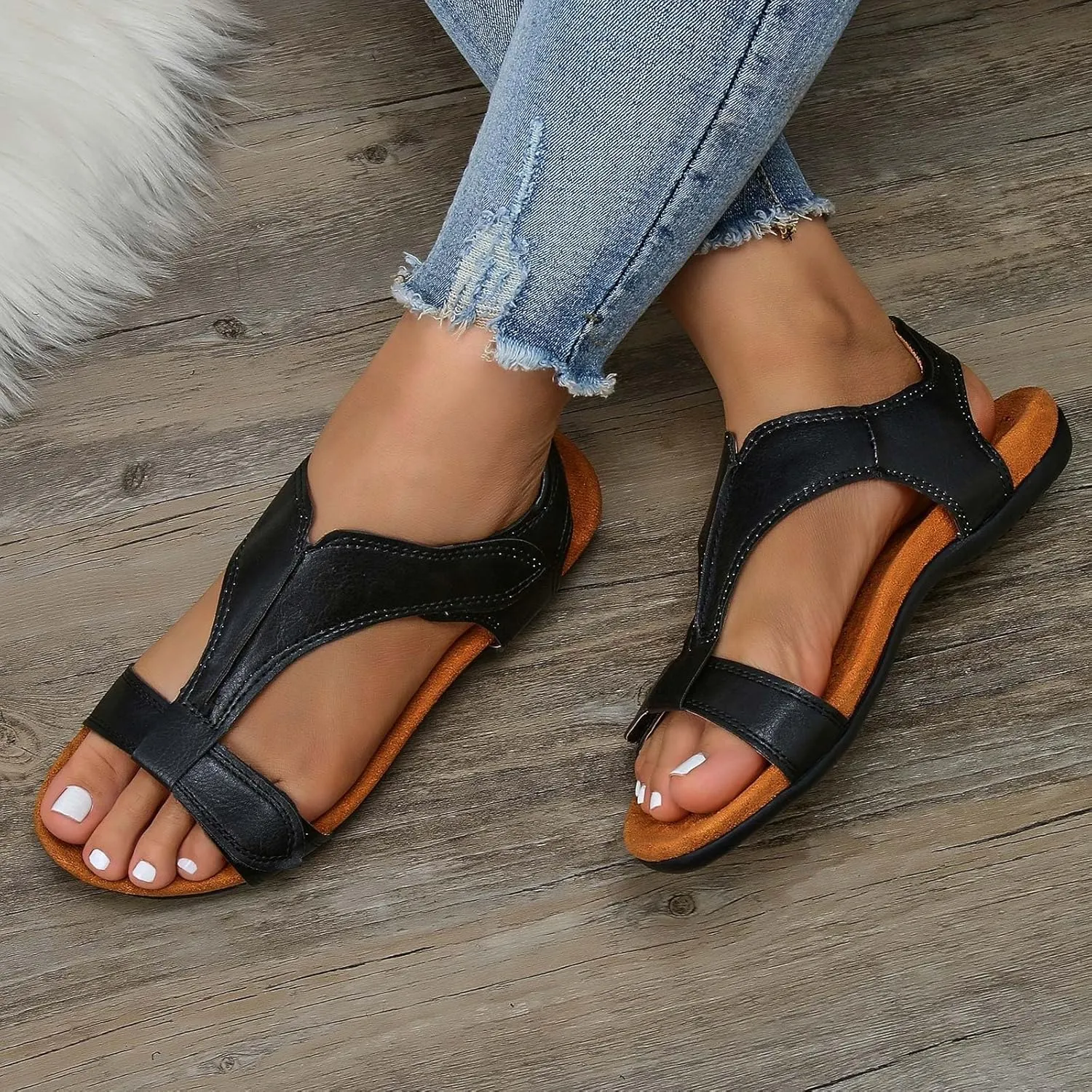 Orthowalkway Women's Comfy Orthotic Sandals, Women's Comfortable Walking Shoes Orthopedic Sandals with Arch Support