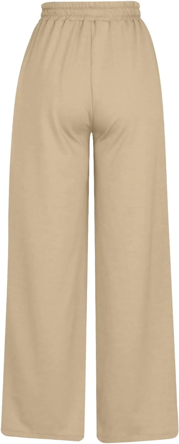 Oversized Wide Leg Sweatpants Women Elastic Drawstring Straight Leg Sweatpants Low Waisted Baggy Lounge Pants Pocket