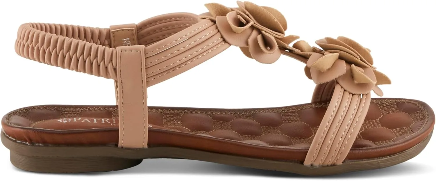 PATRIZIA Spring Step Nectarine Sandals for Womens - Ladies Sandals with Chic Flower Grabbing t-Straps - Casuals Womens Sandals with Stretch Back Strap