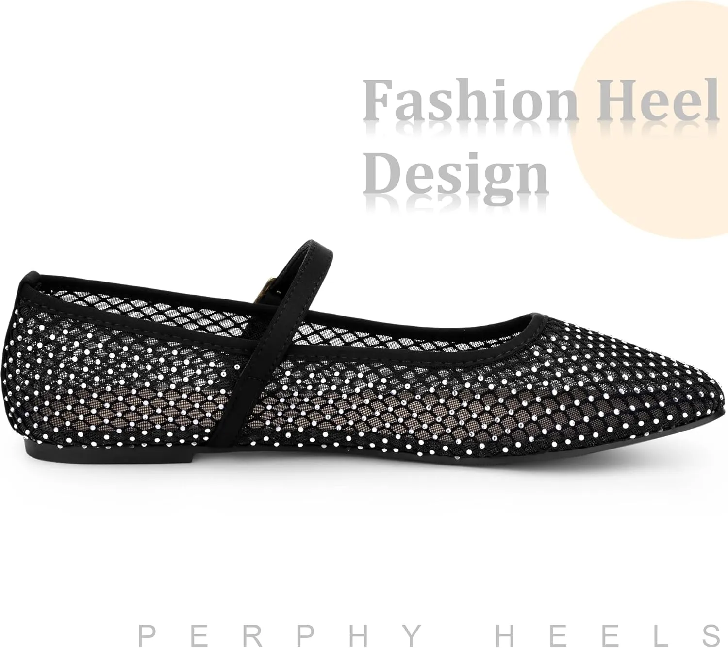 Perphy Rhinestone Breathable Mesh Ballet Flats Pumps for Women