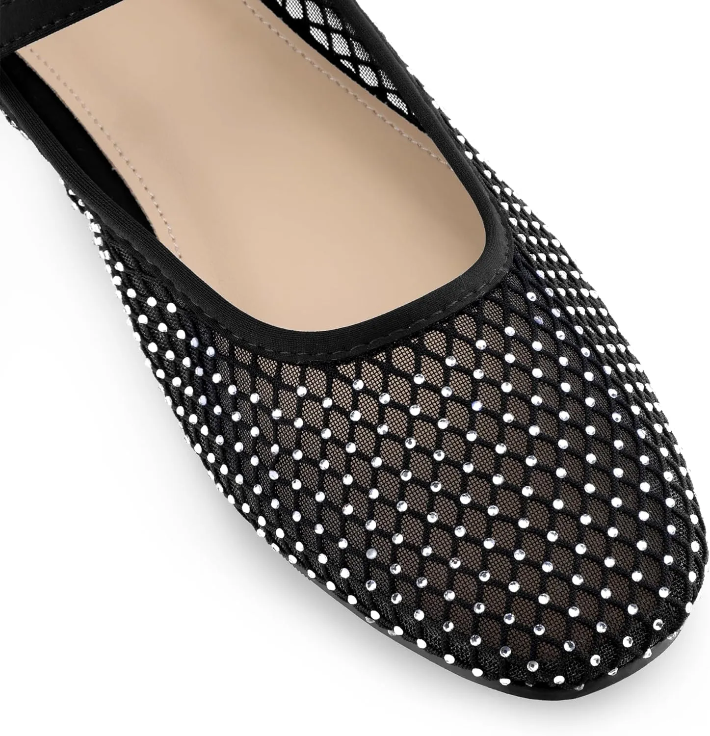 Perphy Rhinestone Breathable Mesh Ballet Flats Pumps for Women