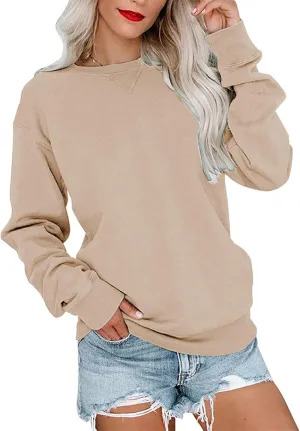 PGANDS Womens Crew Neck Solid/Color Block Sweatshirts Long Sleeve Casual Lightweight Pullover Tops