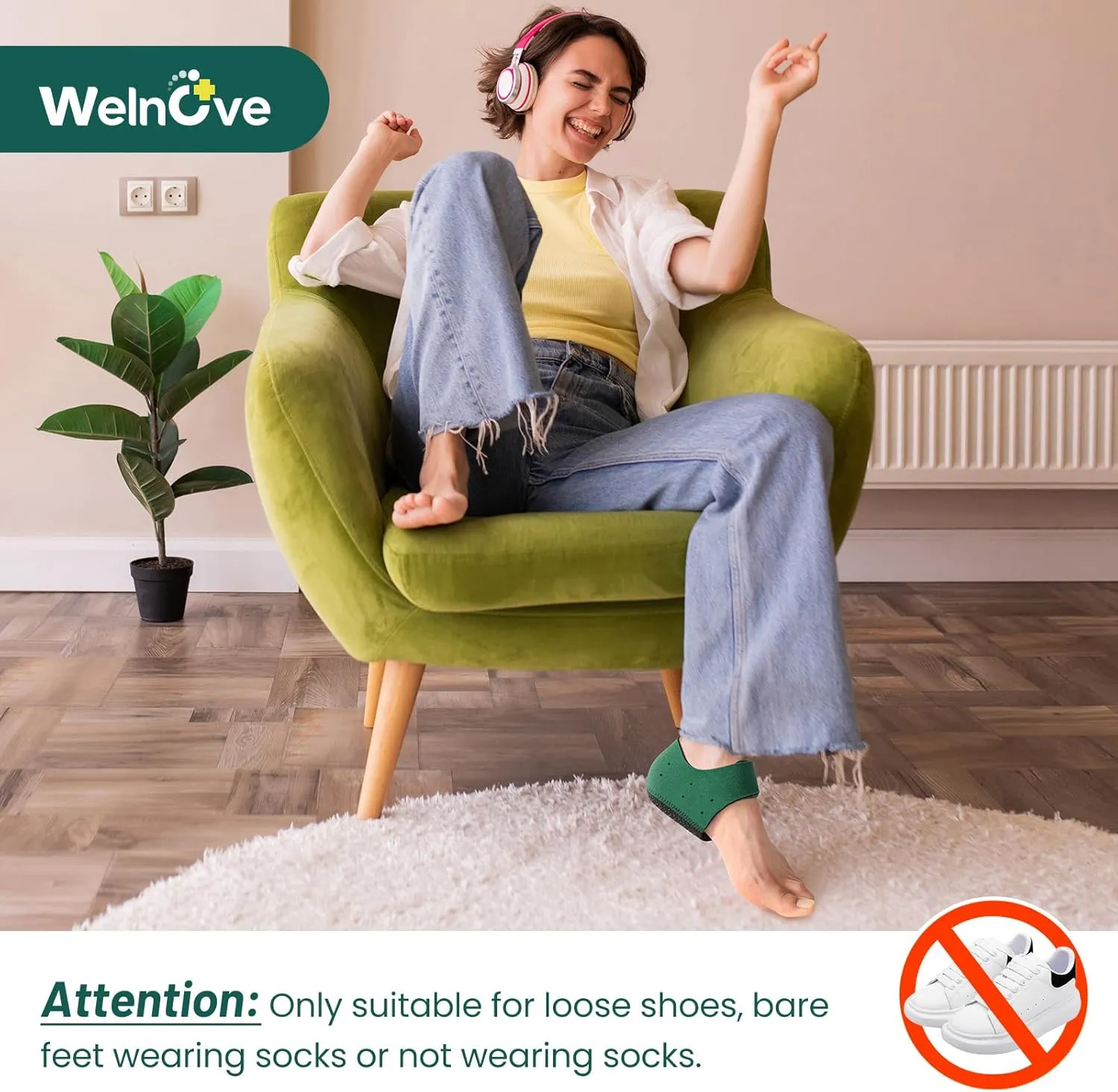 Plantar Fasciitis Heel Protector for Shoes - Welnove Anti Slip Heel Cups for Women Men Heels Spur Pain Relief - Heel Inserts Pads for Achilles Tendonitis Dry Cracked Heel Support Cushion (Size S)