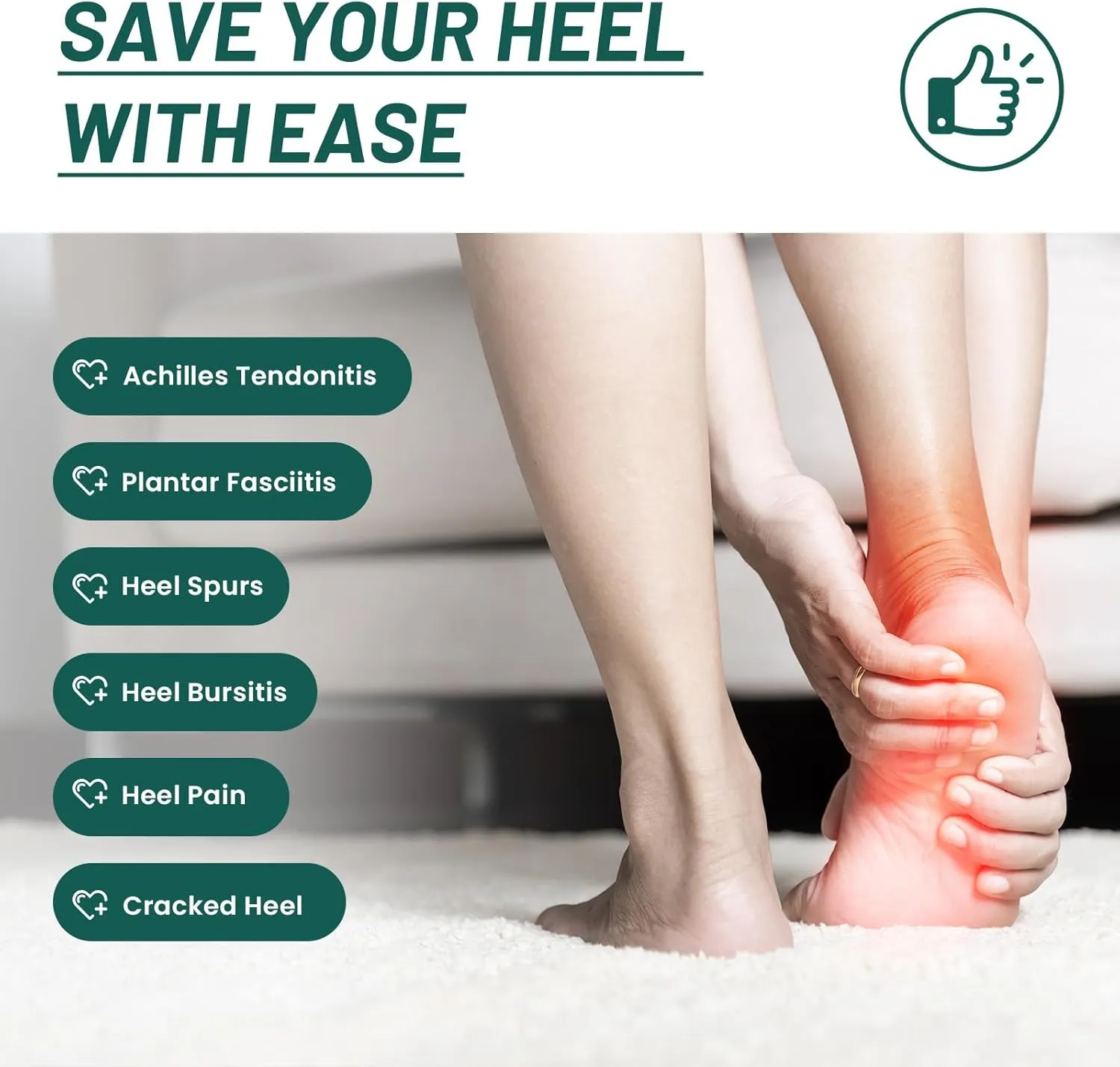 Plantar Fasciitis Heel Protector for Shoes - Welnove Anti Slip Heel Cups for Women Men Heels Spur Pain Relief - Heel Inserts Pads for Achilles Tendonitis Dry Cracked Heel Support Cushion (Size S)