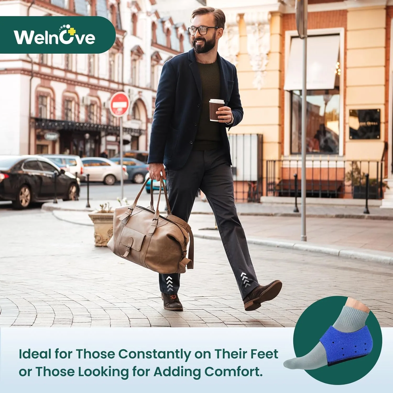 Plantar Fasciitis Protector for Shoes - Welnove Heel Cups for Pain Relief, Inserts & Pads for Achilles Tendonitis, Support Cushion for Women & Men (W 9.5-13 / M 8.5-14)