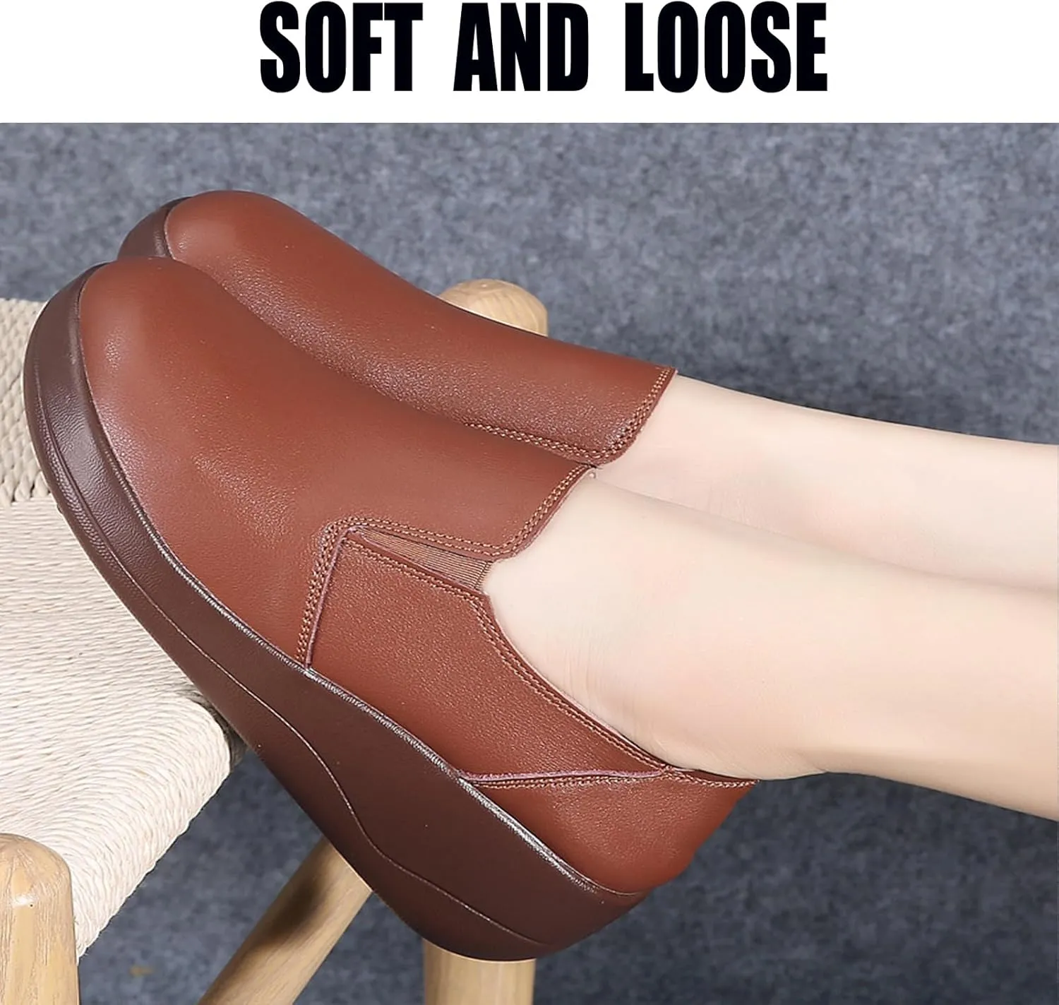 Platform Slip-On Rocker Sneakers for Women Arch Support Walking All Day Fashion Wide Round Toe Comfort Thick Wedge Loafers Casual Daily Work Walking Shoes
