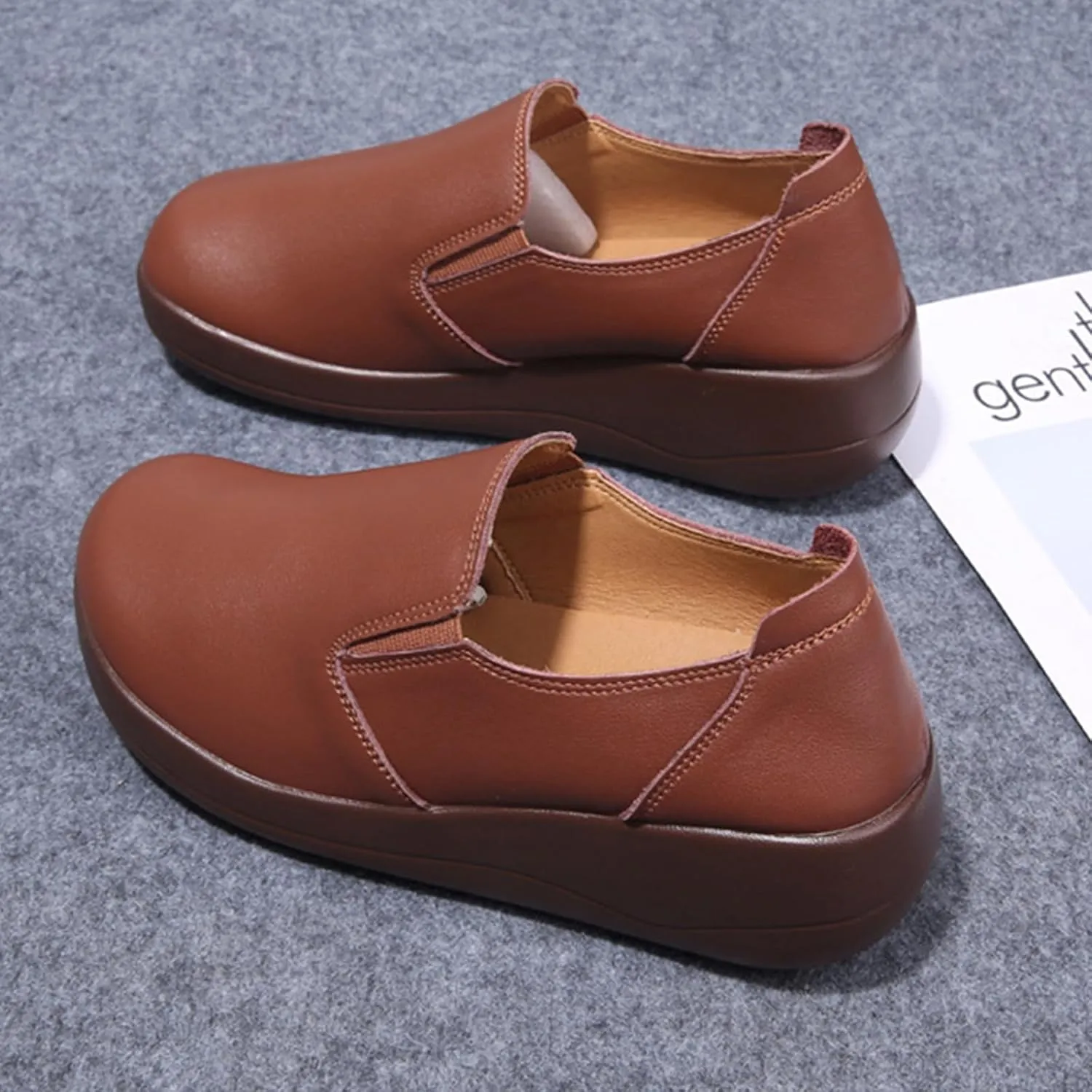 Platform Slip-On Rocker Sneakers for Women Arch Support Walking All Day Fashion Wide Round Toe Comfort Thick Wedge Loafers Casual Daily Work Walking Shoes