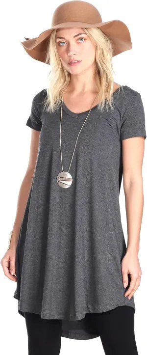 Popana Short Sleeve Tunic Tops to Wear with Leggings Made in USA Short Sleeve Shirts for Women - Loose Fit Womens Summer Tops