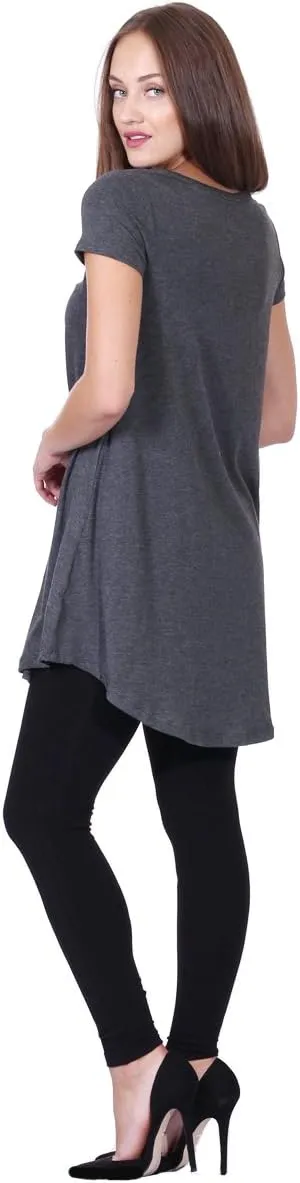 Popana Short Sleeve Tunic Tops to Wear with Leggings Made in USA Short Sleeve Shirts for Women - Loose Fit Womens Summer Tops