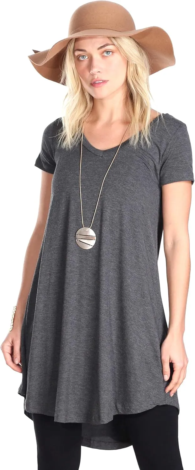Popana Short Sleeve Tunic Tops to Wear with Leggings Made in USA Short Sleeve Shirts for Women - Loose Fit Womens Summer Tops