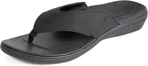 PowerStep Men's Arch Support Orthotic Flip Flop Sandals with Shock Absorbing Sole, Lightweight Non-Slip Tread, Black, 12