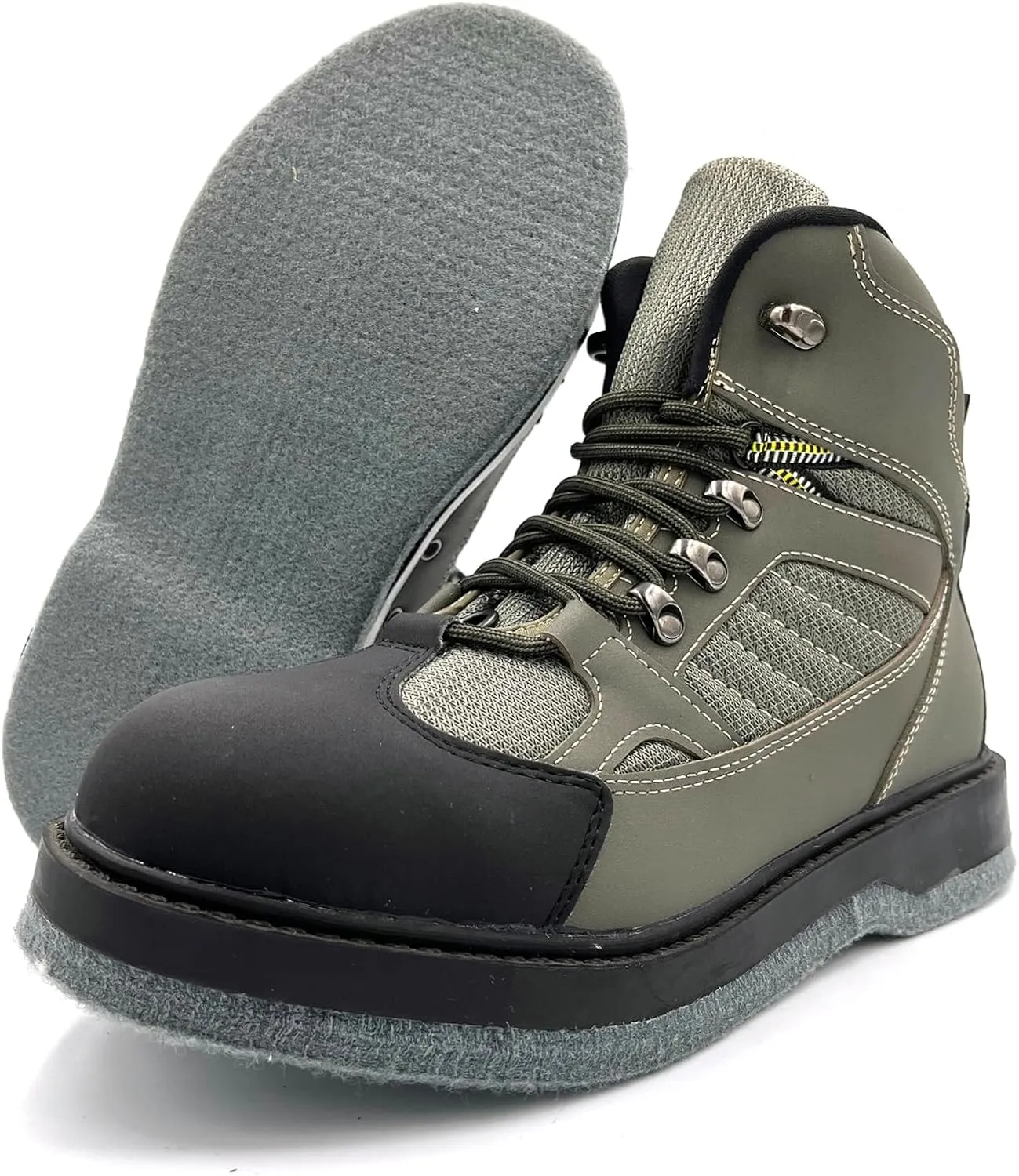 Pro Fishing Wading Boots for Men with Felt Bottom Wader Boots for Fly Fishing Strong Grips Rustfree Eyelets