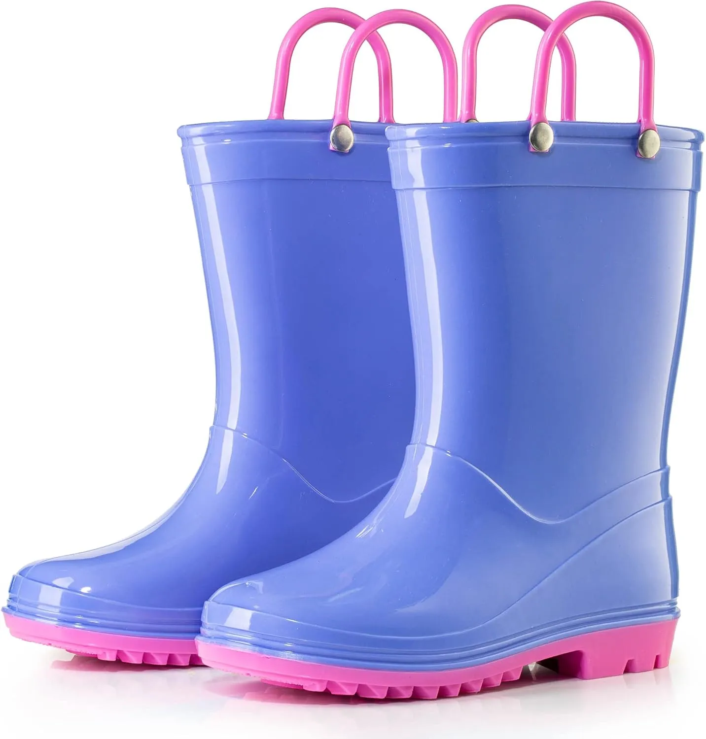 Puddle Play PVC Waterproof Rainboots - Purple and Light Pink - Easy-on Size 8 Toddler