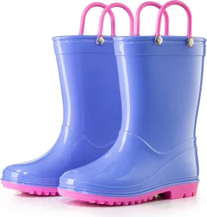 Puddle Play PVC Waterproof Rainboots - Purple and Light Pink - Easy-on Size 8 Toddler