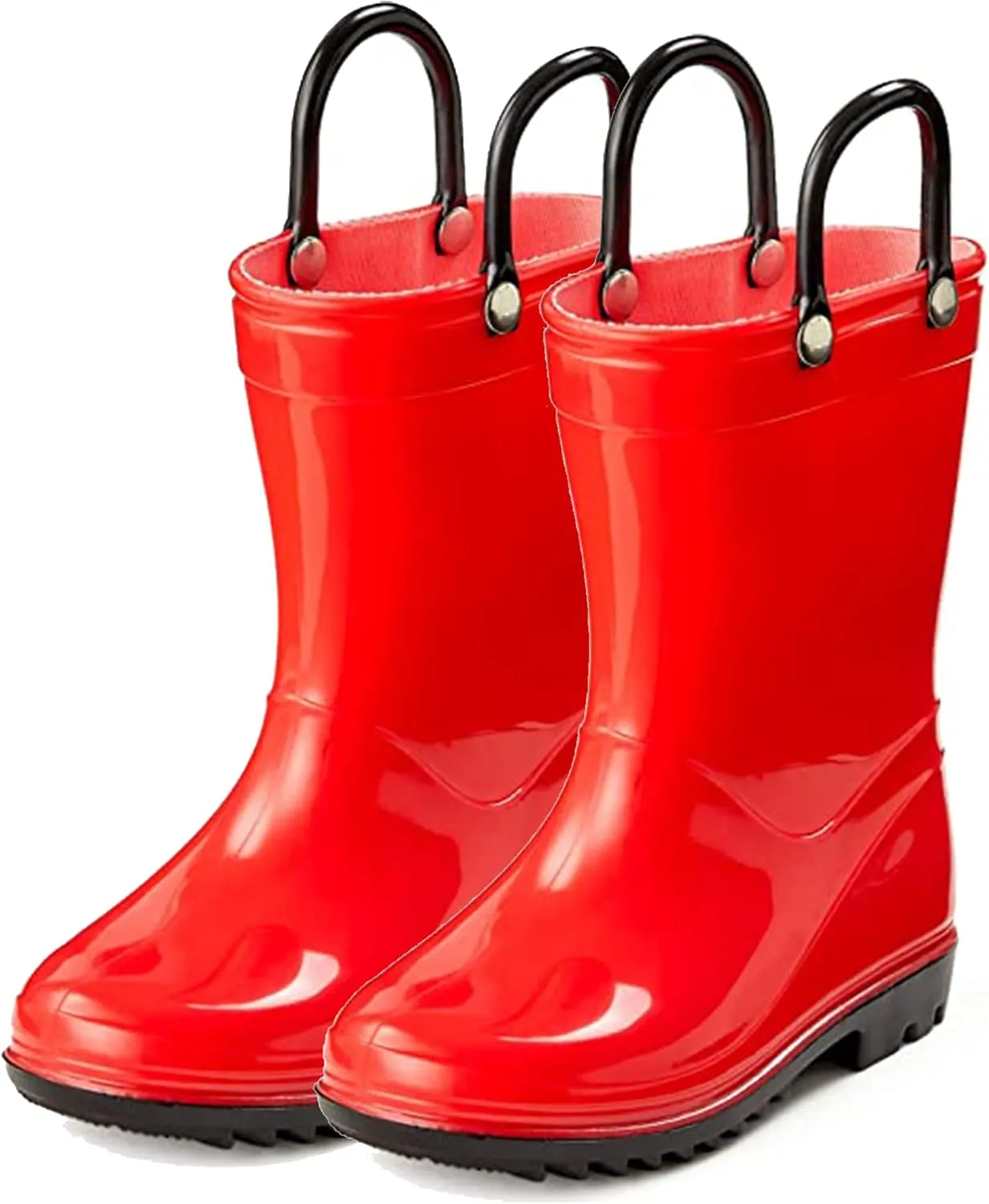 Puddle Play PVC Waterproof Rainboots - Red and Black - Easy-on Size 5 Toddler