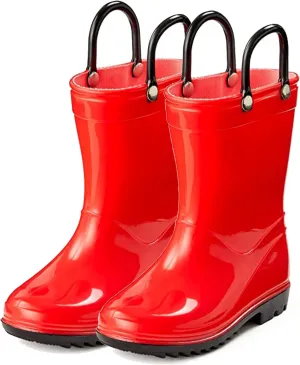 Puddle Play PVC Waterproof Rainboots - Red and Black - Easy-on Size 5 Toddler