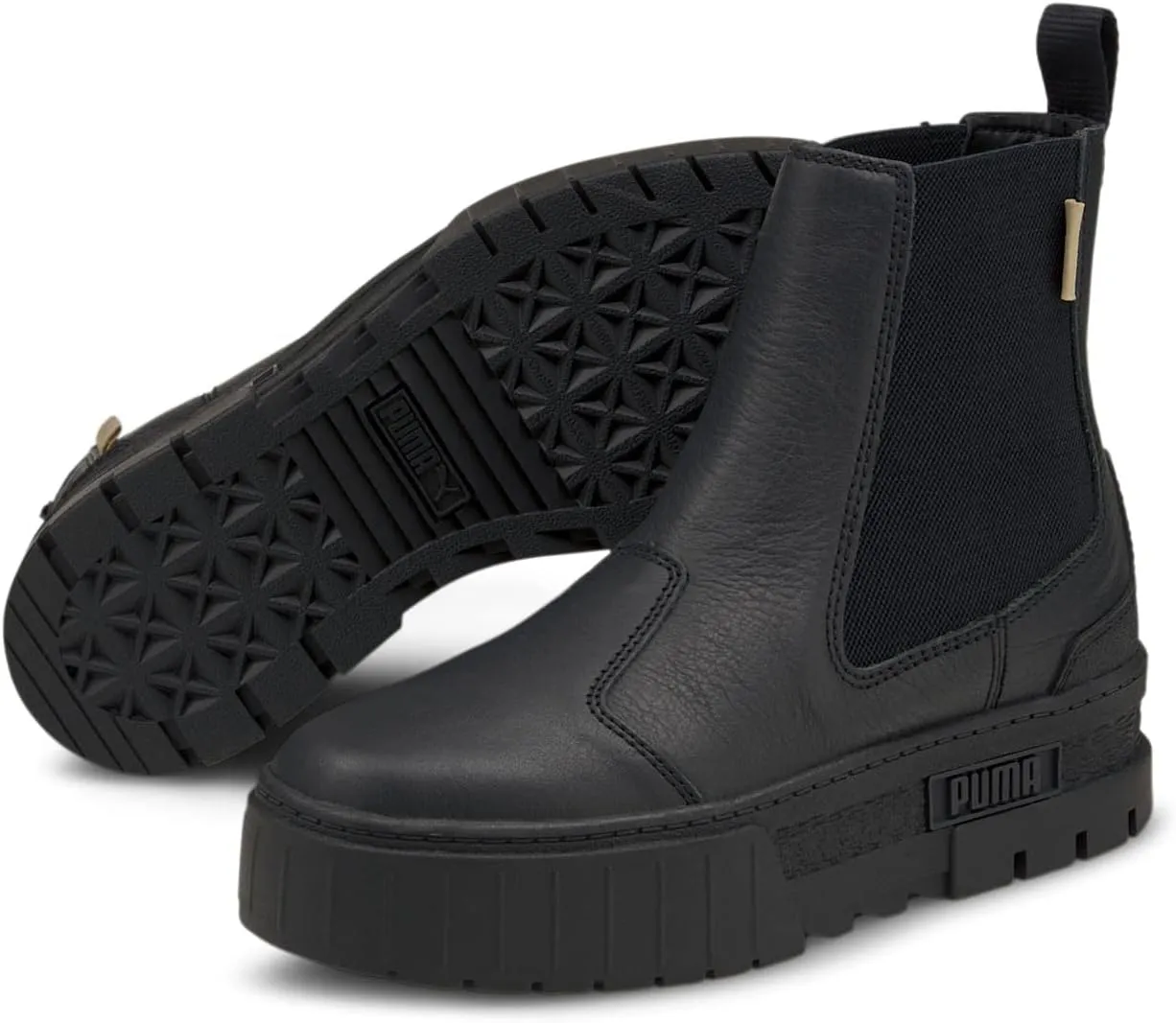 Puma Womens Mayze Round Toe Chelsea Boots Ankle Low Heel 1-2" - Black