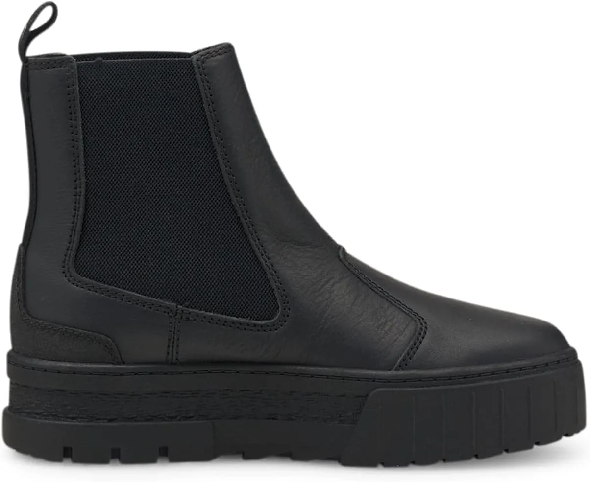 Puma Womens Mayze Round Toe Chelsea Boots Ankle Low Heel 1-2" - Black