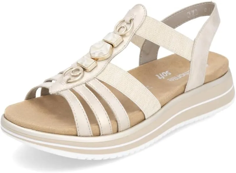 Remonte Women's Strappy Sandals D1J60, Women's Sandals, Loose Insole, Gold 91, 9.5 Women