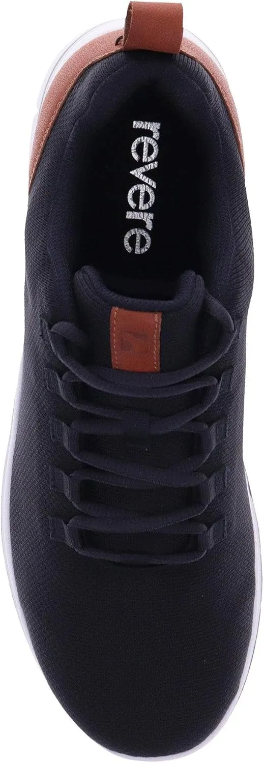 Revere Hud Son Men's Dress Sneakers - Premium Breathable Leather and Mesh for All-Day Comfort and Removable Footbed with Arch Support