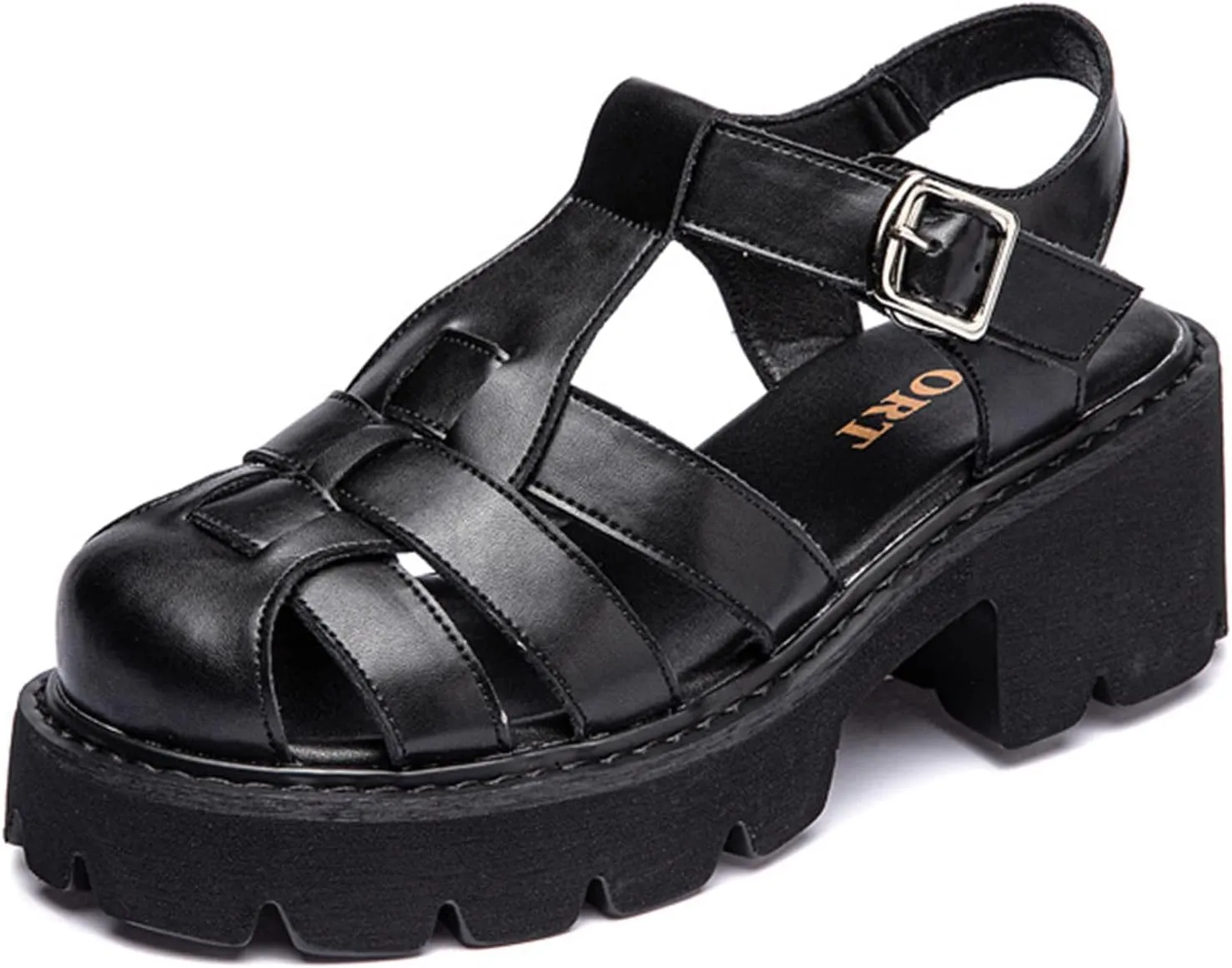 RiceelSor Women's Platform Follow Closed Toe Sandals Adjustable Buckle Ankle Strap Summer Gladiator Breathable Non-slip Ladies Wedge Caged Sandals