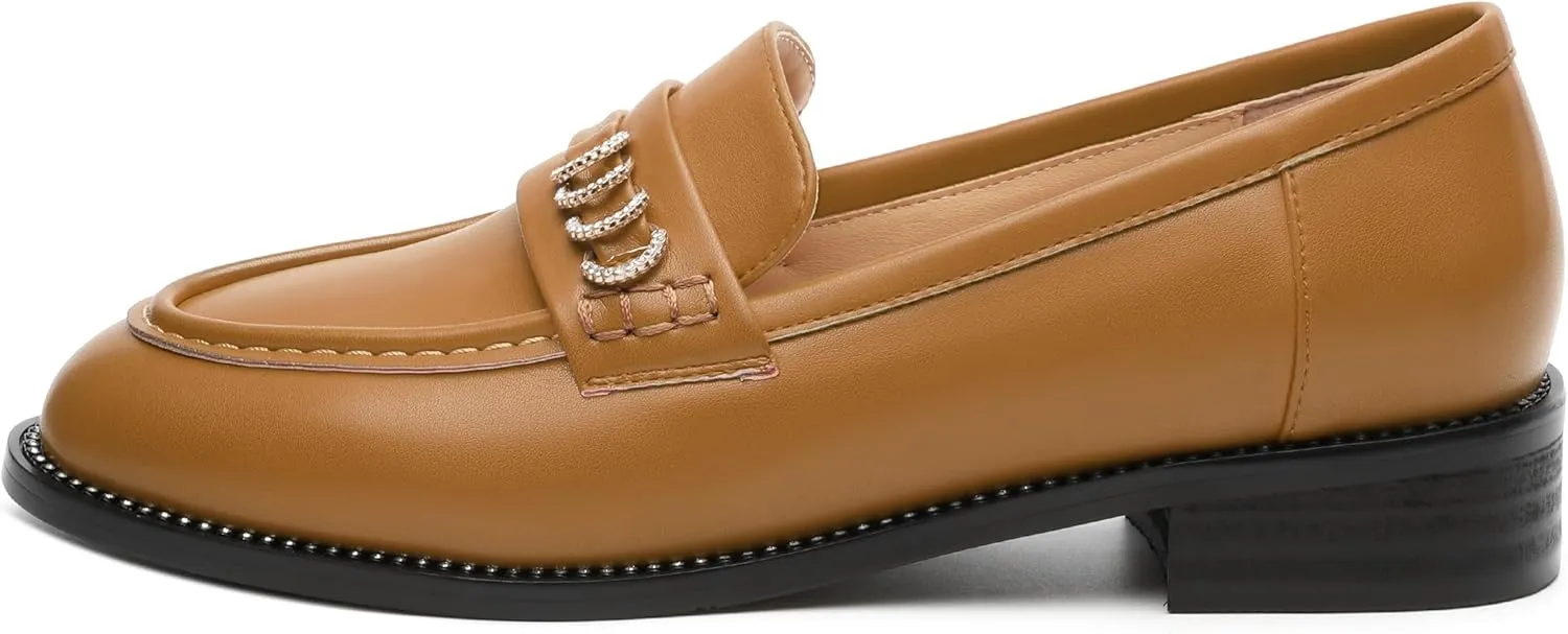 ROSERWISH Loafers for Women Comfort Chunky Low Heel Shoes Casual Slip On Penny Loafers Bussiness Fashion Work Shoes Ladies Dress Shoes