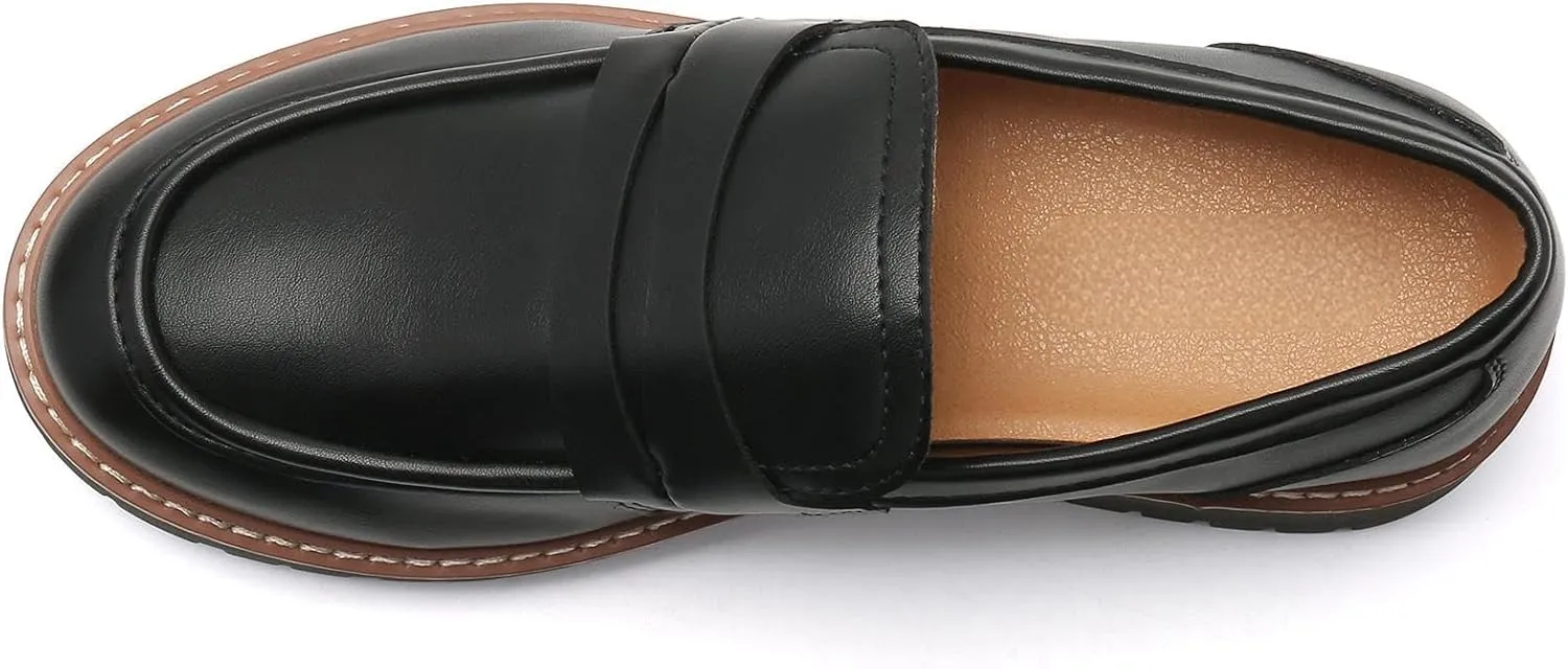 Round Toe Chunky Loafers Women Platform Loafers for Women
