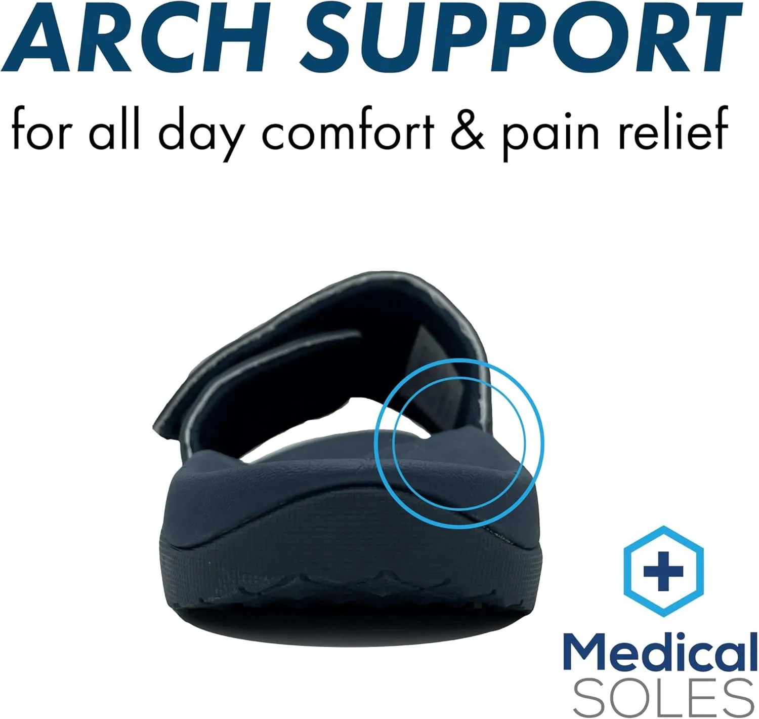 RX Unisex Slide & Flip-Flop Sandals -Orthotic Recovery Sandal with Comfortable Arch Support and Adjustable Strap for Foot and Leg Pain Relief, for Men and Women