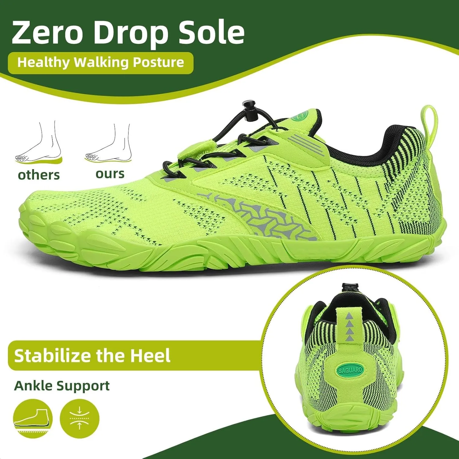 SAGUARO Womens Mens Barefoot Shoes Minimalist Trail Runner Wide Toe Box Zero Drop Outdoor Cross Training Shoe