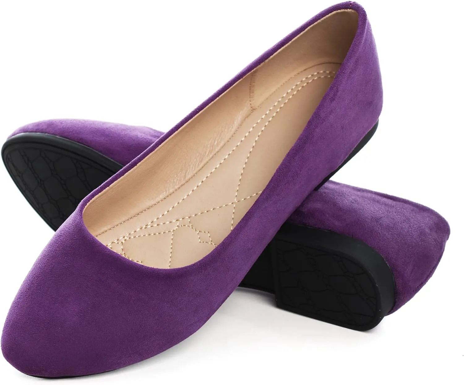 SAILING LU Pointy Toe Shoes Women Ballet Flats Comfort Solid Flat Shoes for Women Work Slip On Moccasins