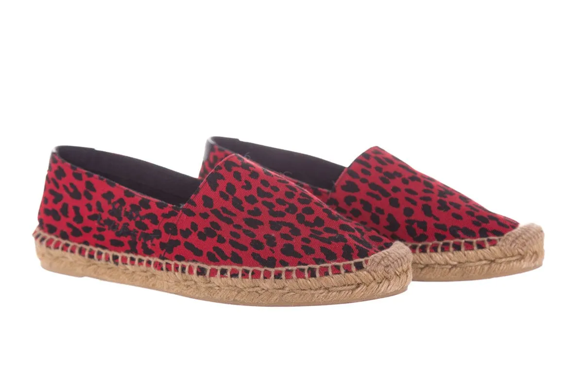 Saint Laurent Red Leopard Print Espadrilles SZ 38.5