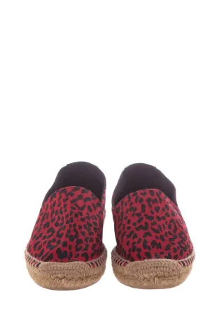 Saint Laurent Red Leopard Print Espadrilles SZ 38.5