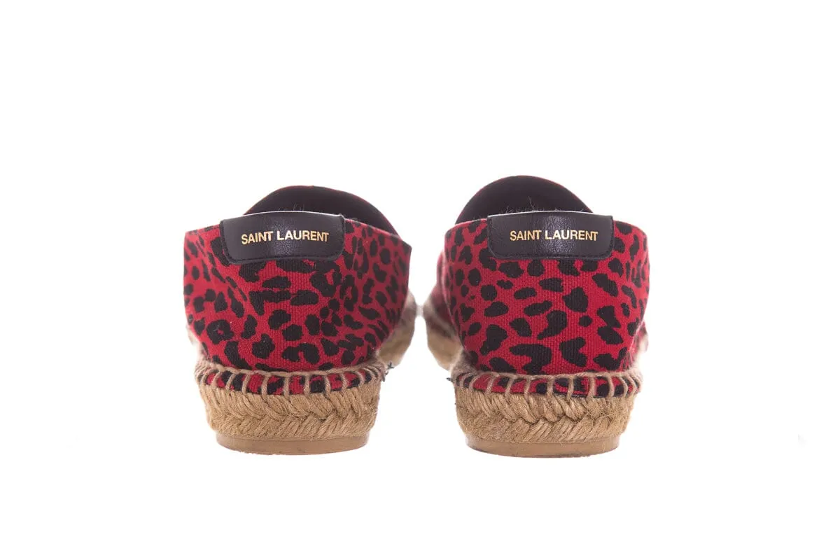 Saint Laurent Red Leopard Print Espadrilles SZ 38.5