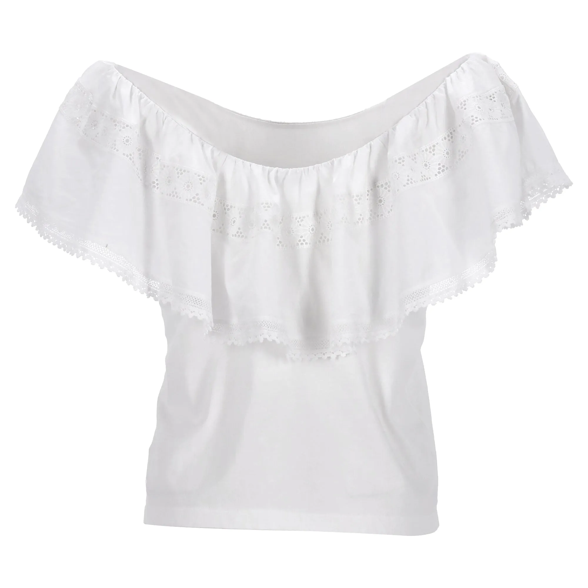 Sandro Paris Mauve Off-The-Shoulder Blouse in White Cotton