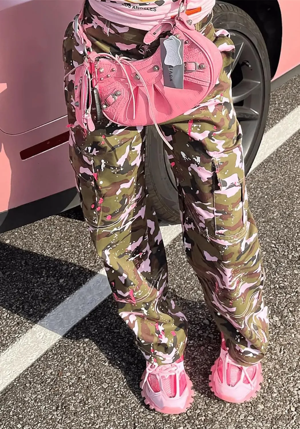 Seltaon Fall Camo Pants for Women Camouflage Army Fatigue Wide Leg Baggy Pants Trousers Plus Size