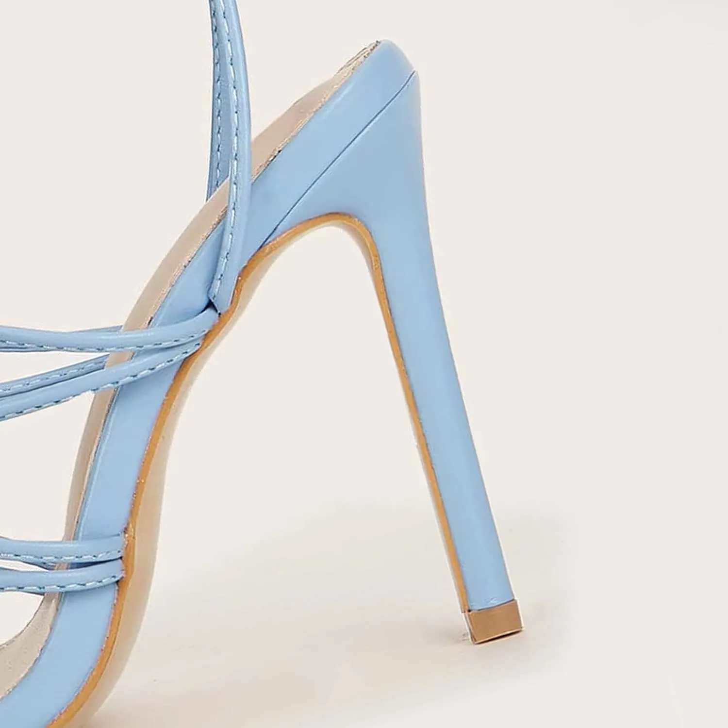 SHEMEE Women's Stiletto High Heel Cross Strappy Sandals Gladiator Roman Style Rope Tie Up Round Toe Summer Shoes