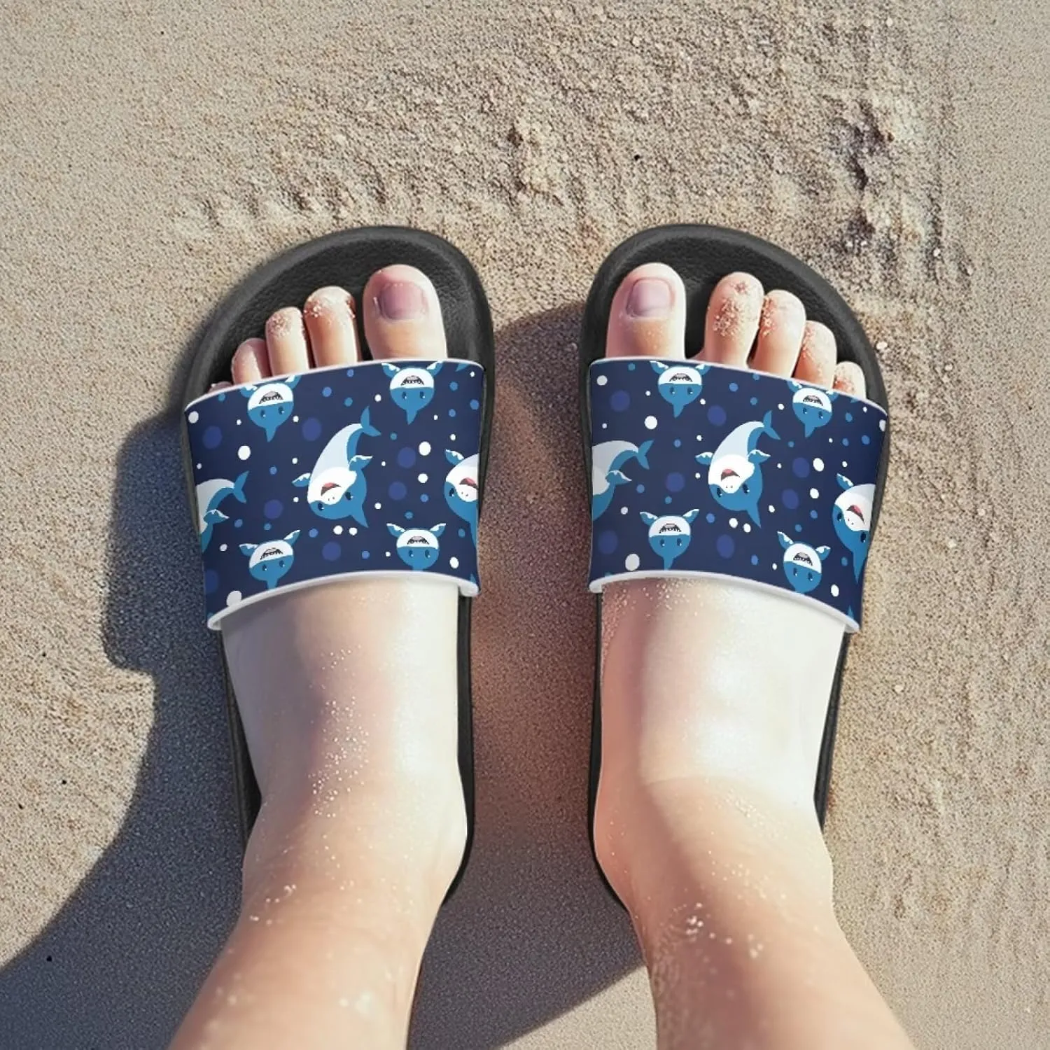 Shower Slippers for Toddler Little Big Kids Slip-On Lightweight Pool Open Toe Sandals for Beach with EVA Sole