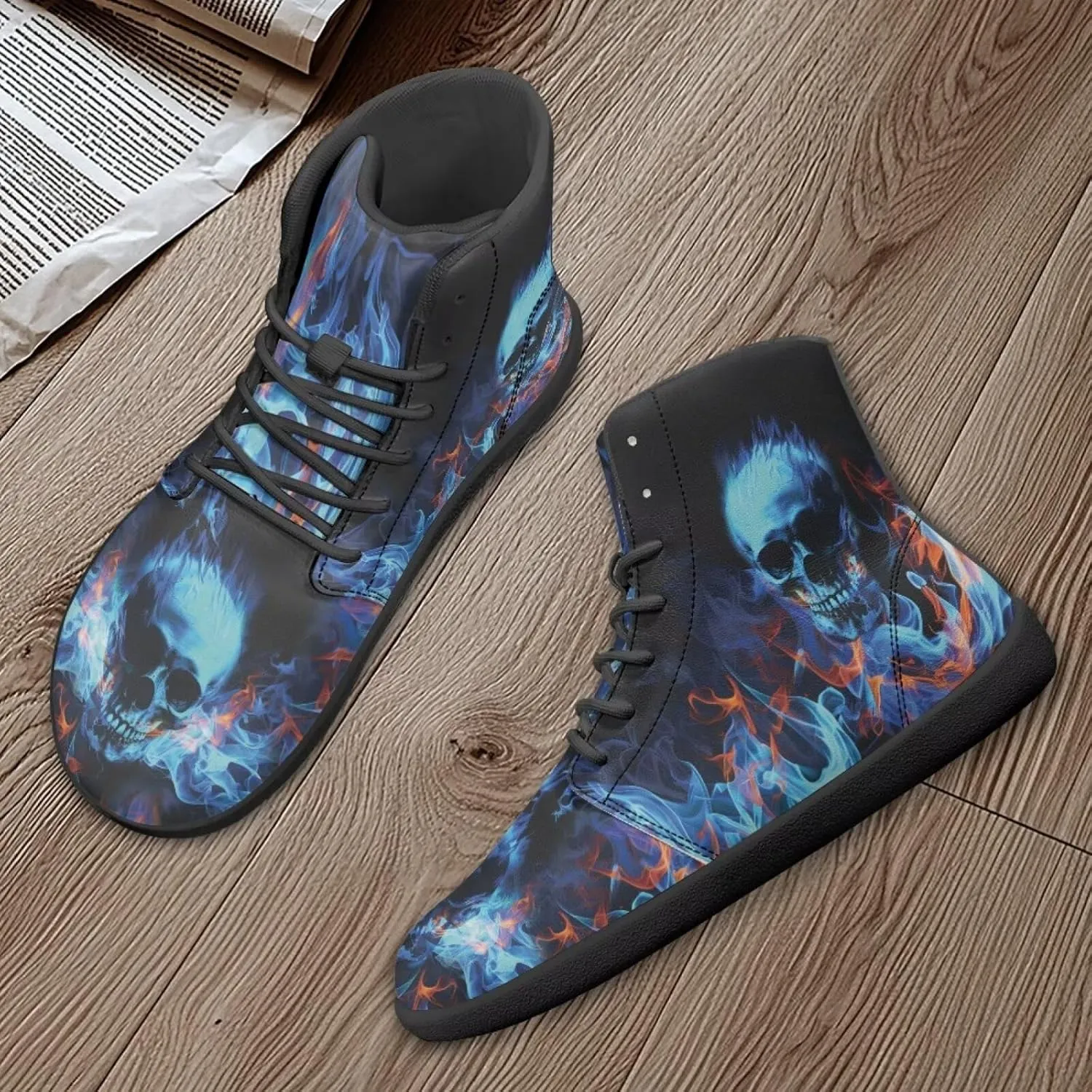 Skull High Top Work Barefoot Shoes Running Sneakers Non Slip Walking Tennis Shoes for Women Men