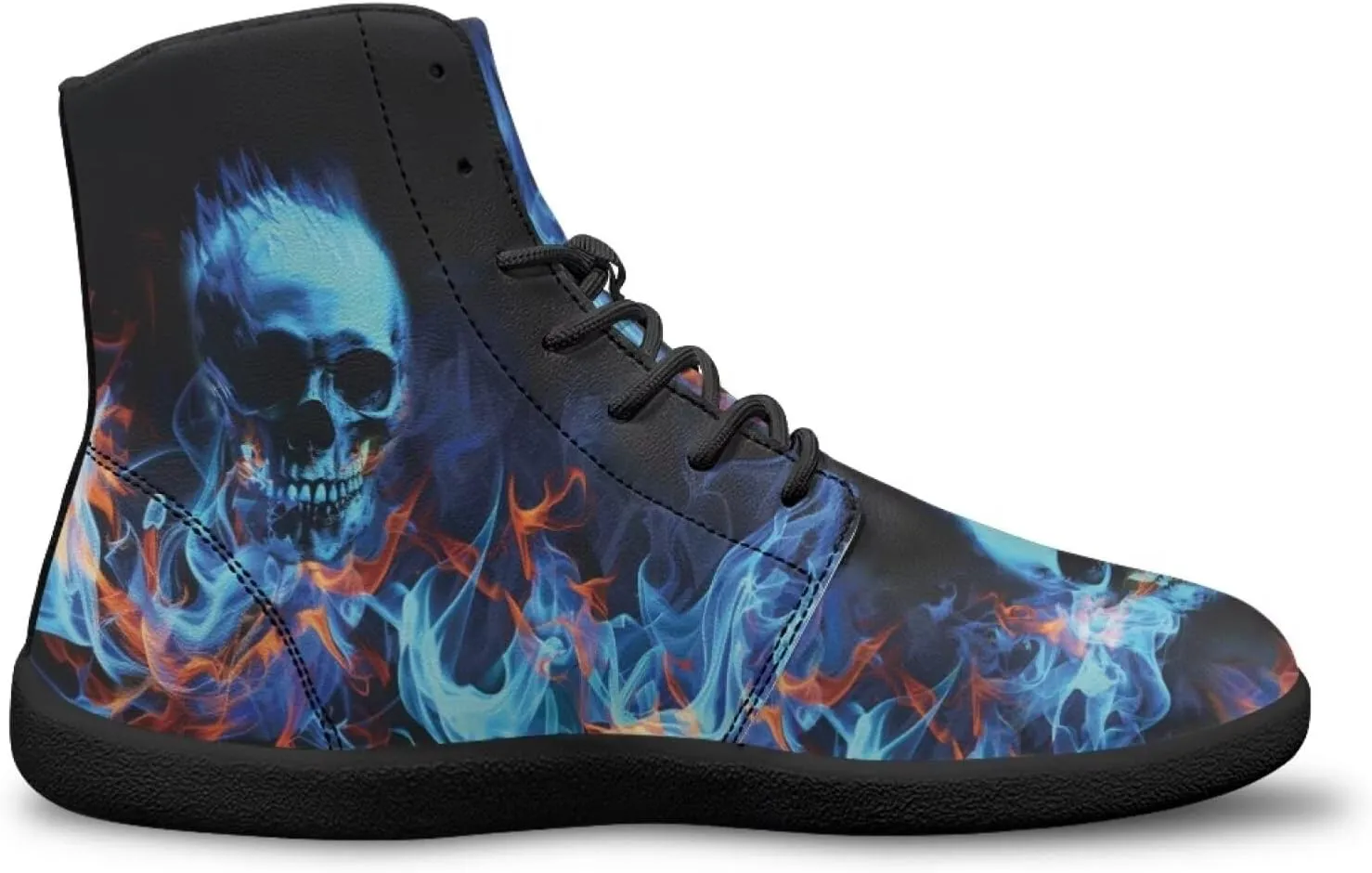Skull High Top Work Barefoot Shoes Running Sneakers Non Slip Walking Tennis Shoes for Women Men