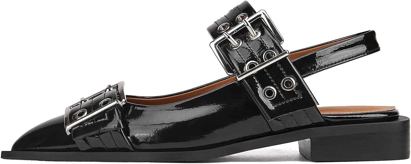 Slingback Ballet Flats for Women, Flats Closed Toe Ankle Strap Pump Shoes Flats Formal Dressy Comfortable Casual Classic Office Party Shoes