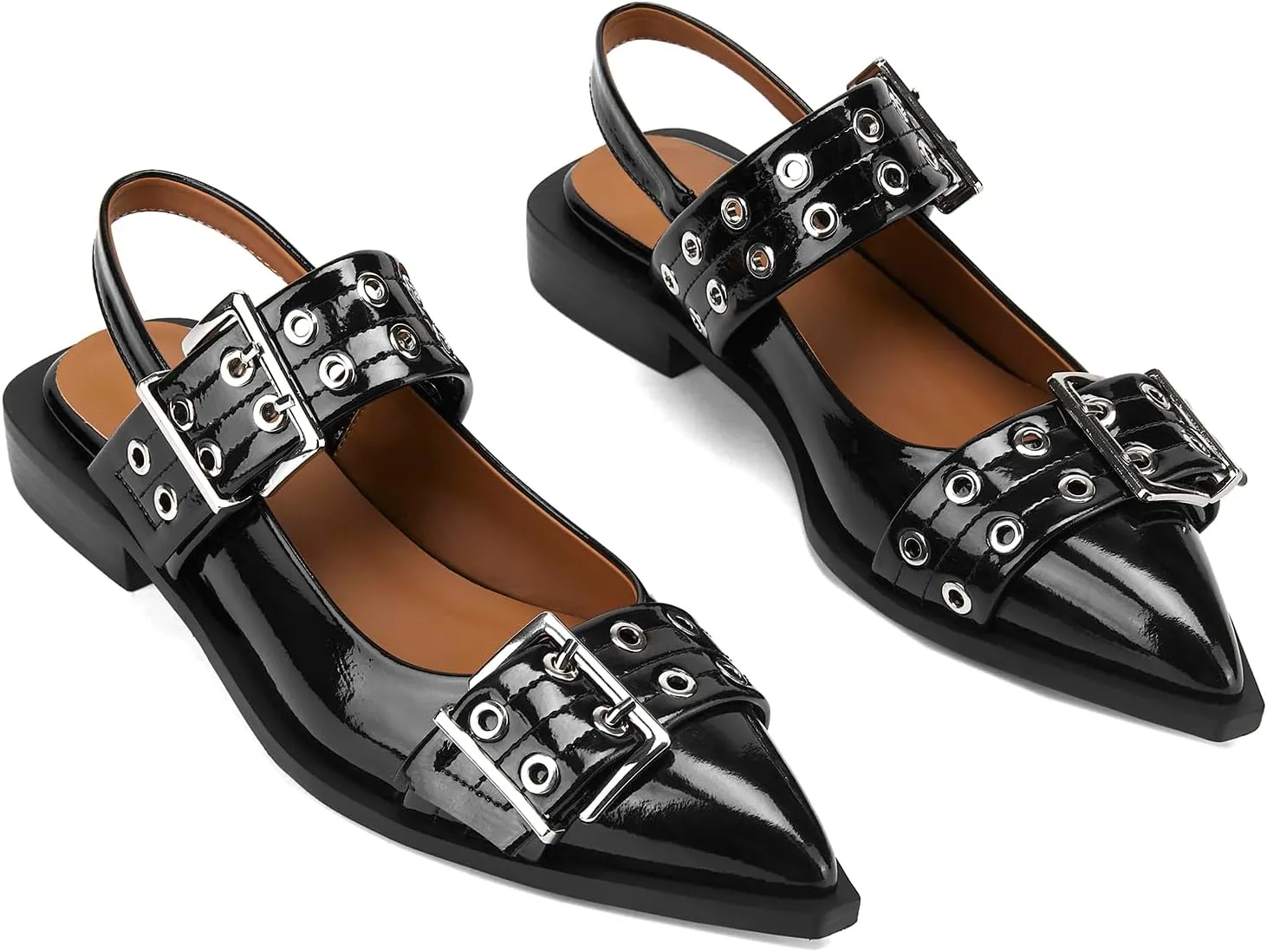 Slingback Ballet Flats for Women, Flats Closed Toe Ankle Strap Pump Shoes Flats Formal Dressy Comfortable Casual Classic Office Party Shoes