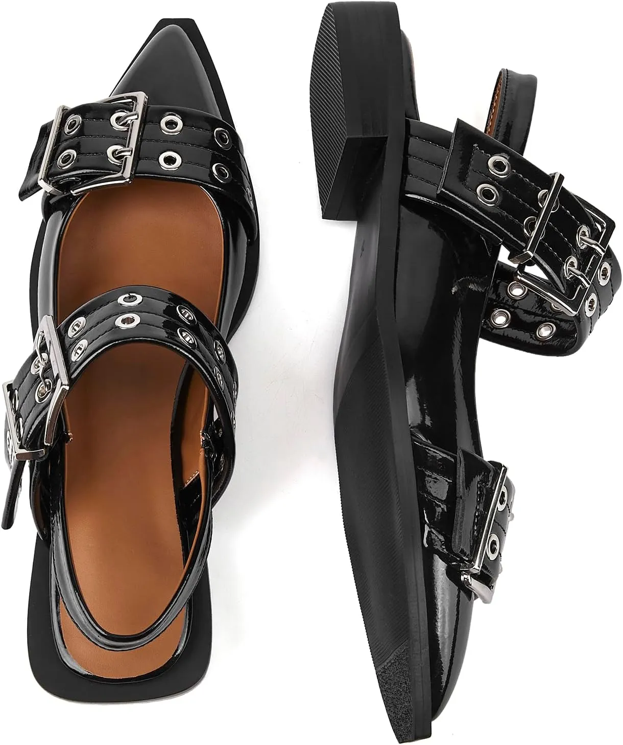 Slingback Ballet Flats for Women, Flats Closed Toe Ankle Strap Pump Shoes Flats Formal Dressy Comfortable Casual Classic Office Party Shoes