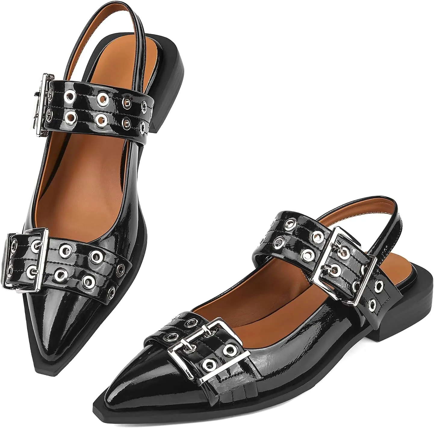 Slingback Ballet Flats for Women, Flats Closed Toe Ankle Strap Pump Shoes Flats Formal Dressy Comfortable Casual Classic Office Party Shoes