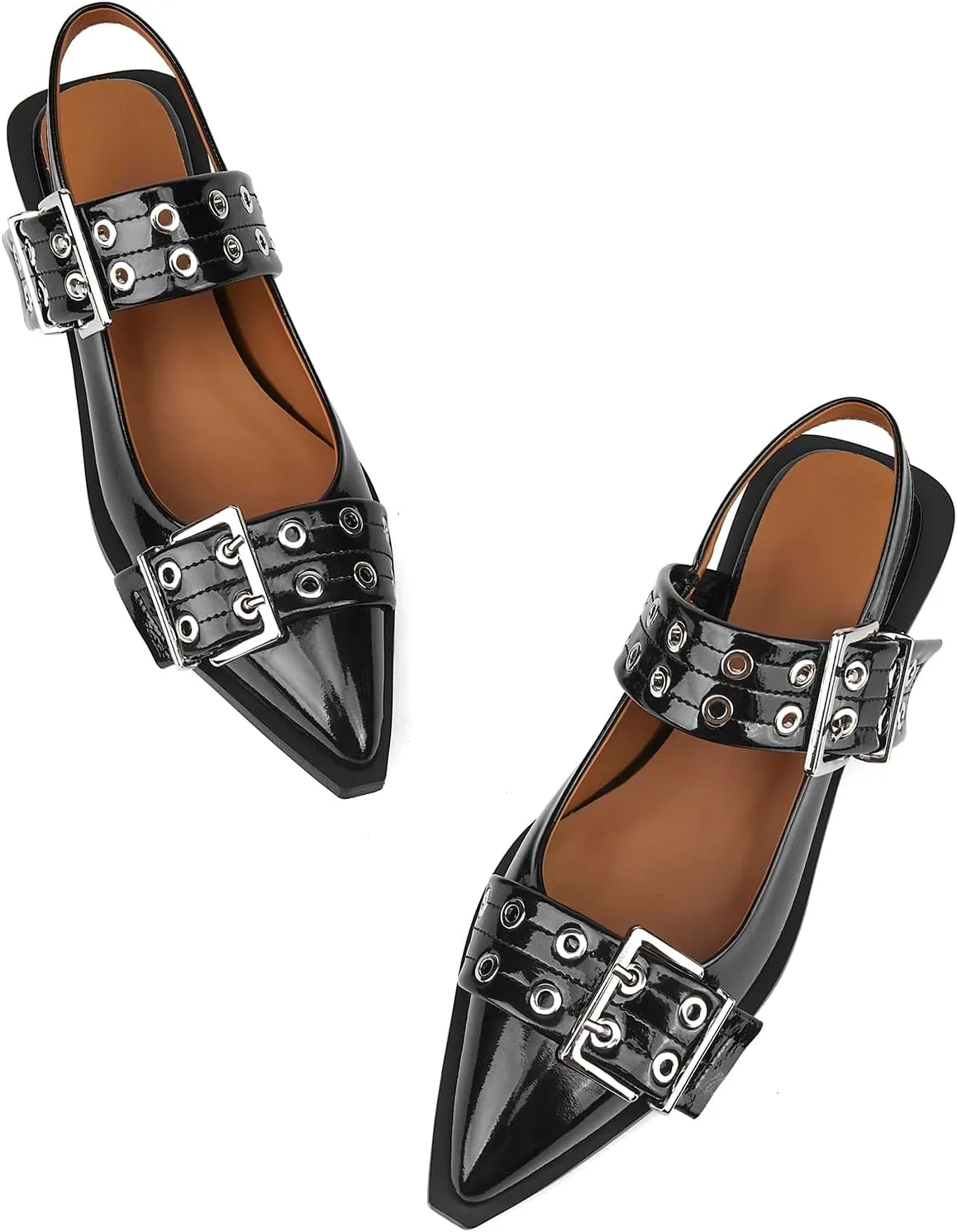 Slingback Ballet Flats for Women, Flats Closed Toe Ankle Strap Pump Shoes Flats Formal Dressy Comfortable Casual Classic Office Party Shoes