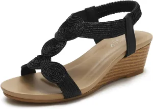 SO SIMPOK Women Casual Roman Wedge Sandals Comfort Summer Walking Slingback Shoes