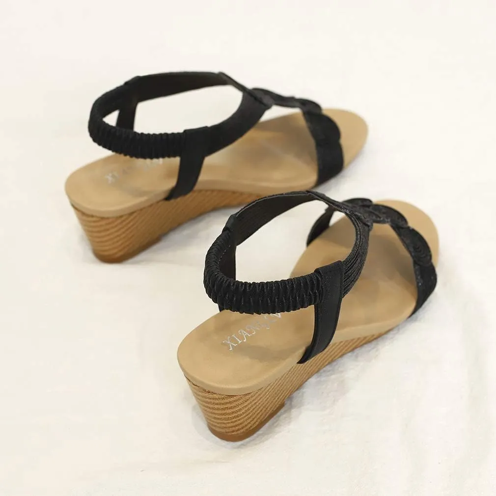 SO SIMPOK Women Casual Roman Wedge Sandals Comfort Summer Walking Slingback Shoes