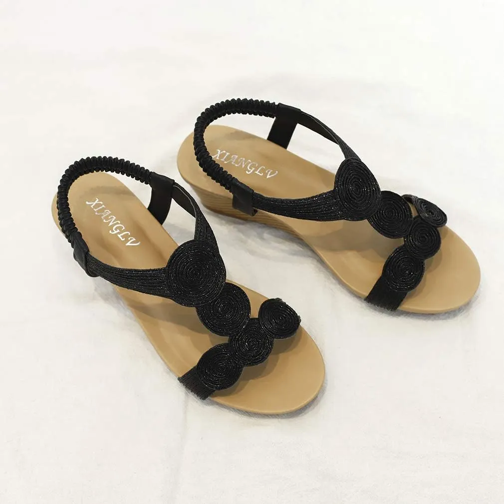 SO SIMPOK Women Casual Roman Wedge Sandals Comfort Summer Walking Slingback Shoes