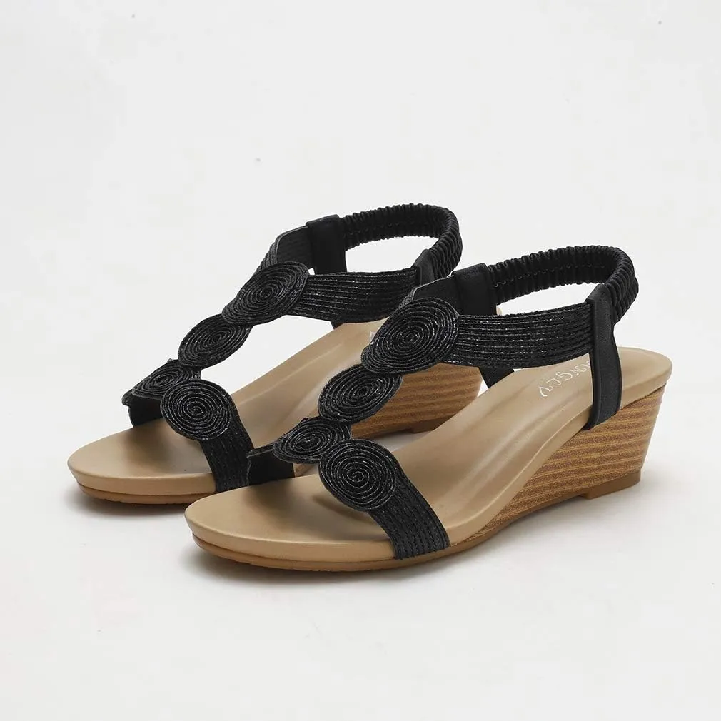 SO SIMPOK Women Casual Roman Wedge Sandals Comfort Summer Walking Slingback Shoes